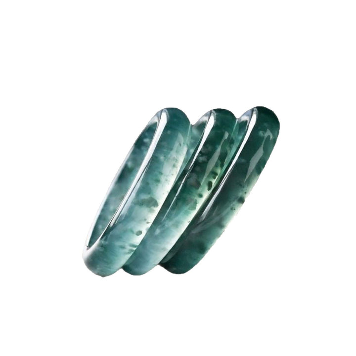 Natural Icy Blue Water Jade Plain Band Ring