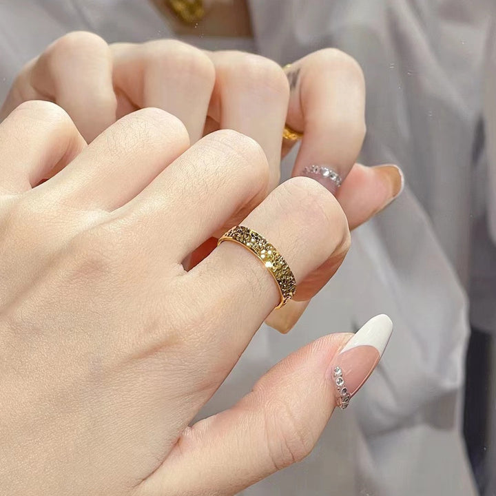 「Hammered Glow」Handcrafted Textured Band Ring
