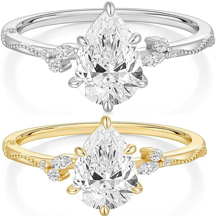 「Pear Vow」Vintage Milgrain Pear Cut Ring