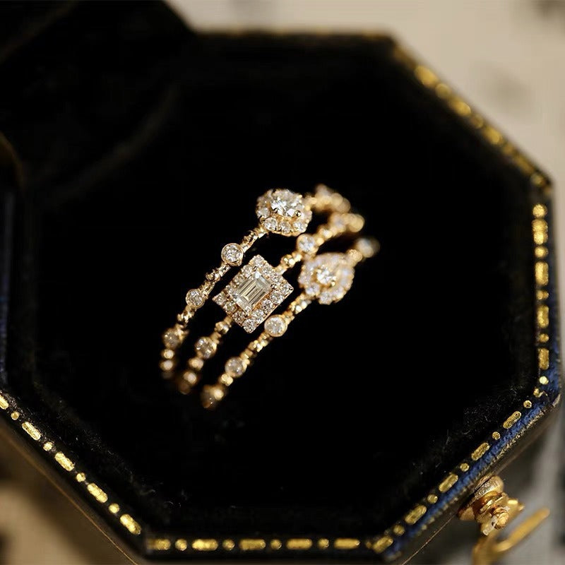 Vintage Milgrain Halo Stackable Ring Set