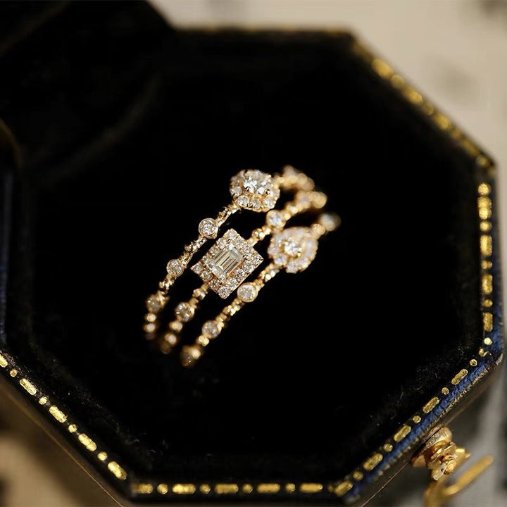 Vintage Milgrain Halo Stackable Ring Set