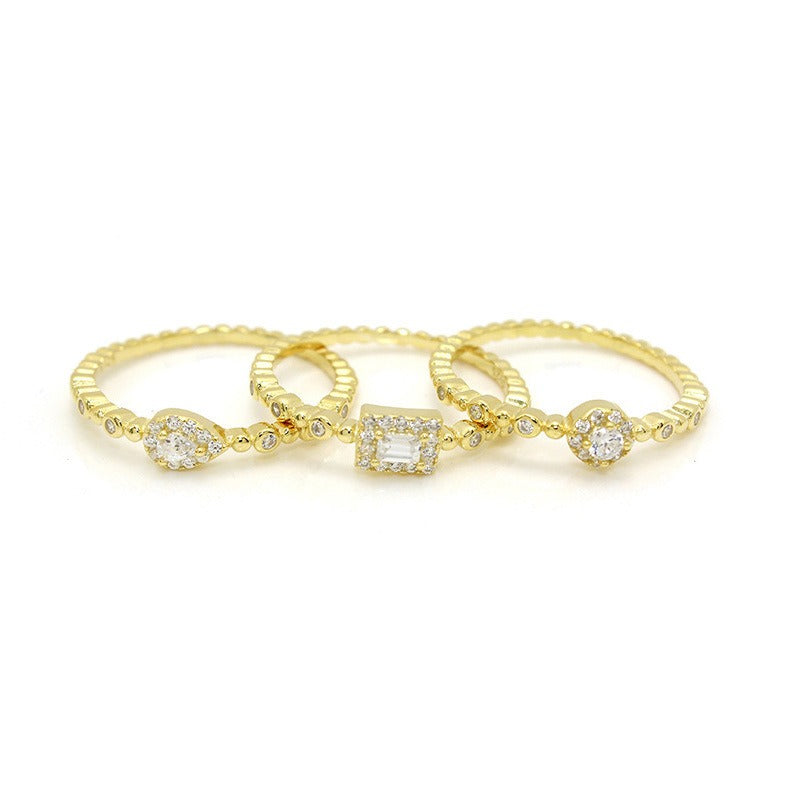 Vintage Milgrain Halo Stackable Ring Set