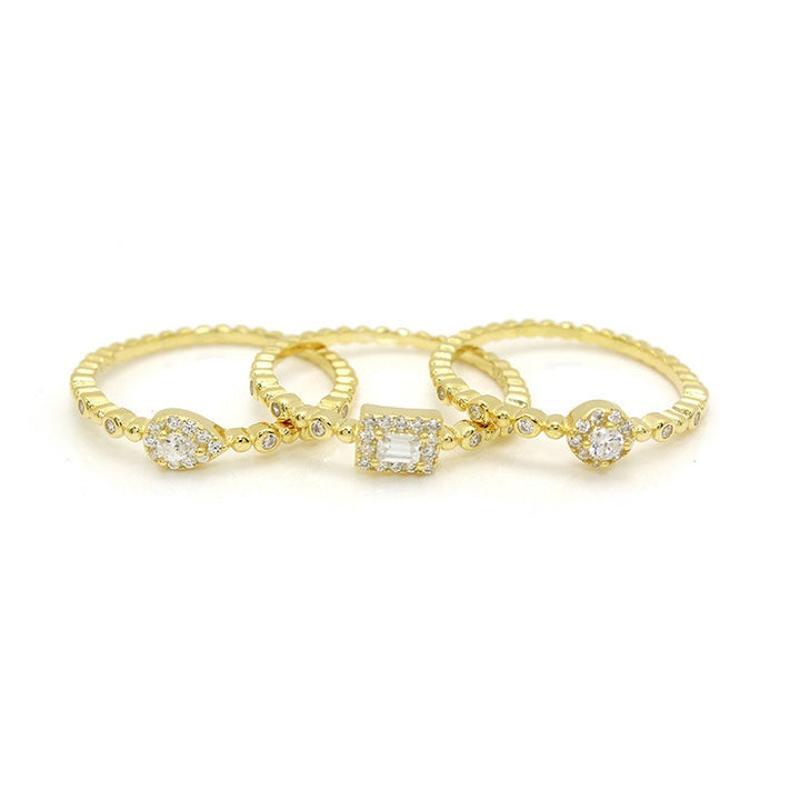 Vintage Milgrain Halo Stackable Ring Set
