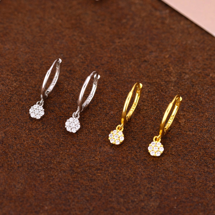 Mini Daisy Cluster Huggie Hoop Earrings