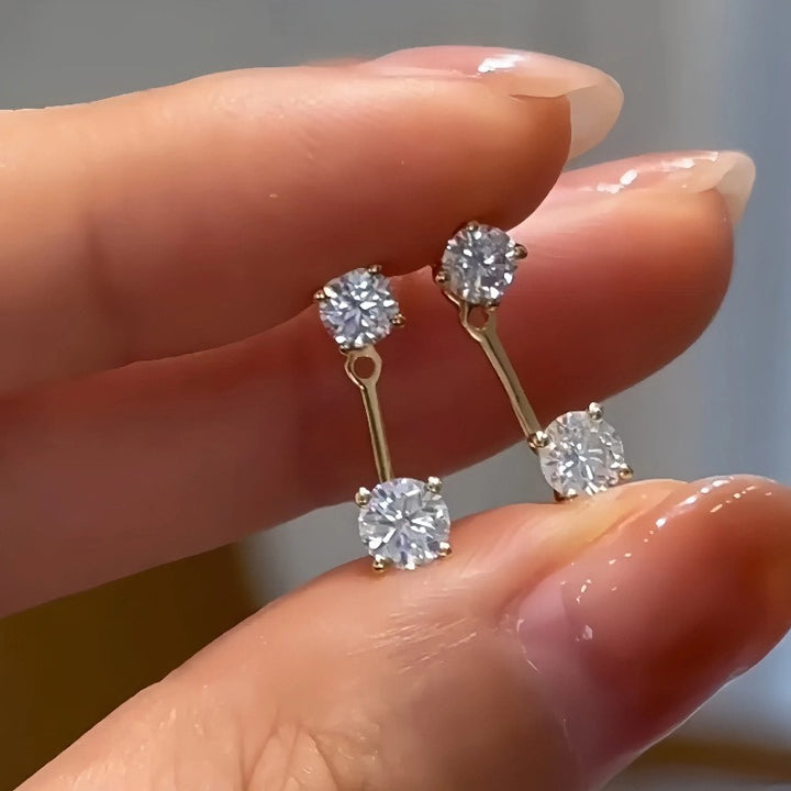 14K Gold 2-in-1 Detachable Front-Back Stud Earrings