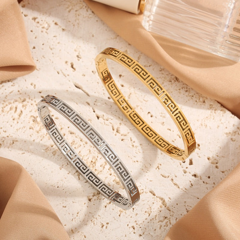 Timeless Greek Key Meander Bangle
