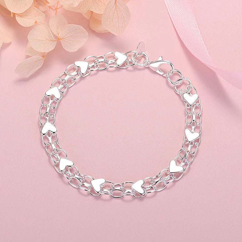 Double Layer Heart Chain Bracelet