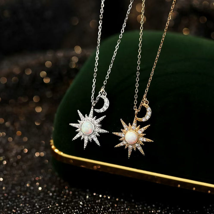 Sun Moon Aurora Opal Necklace
