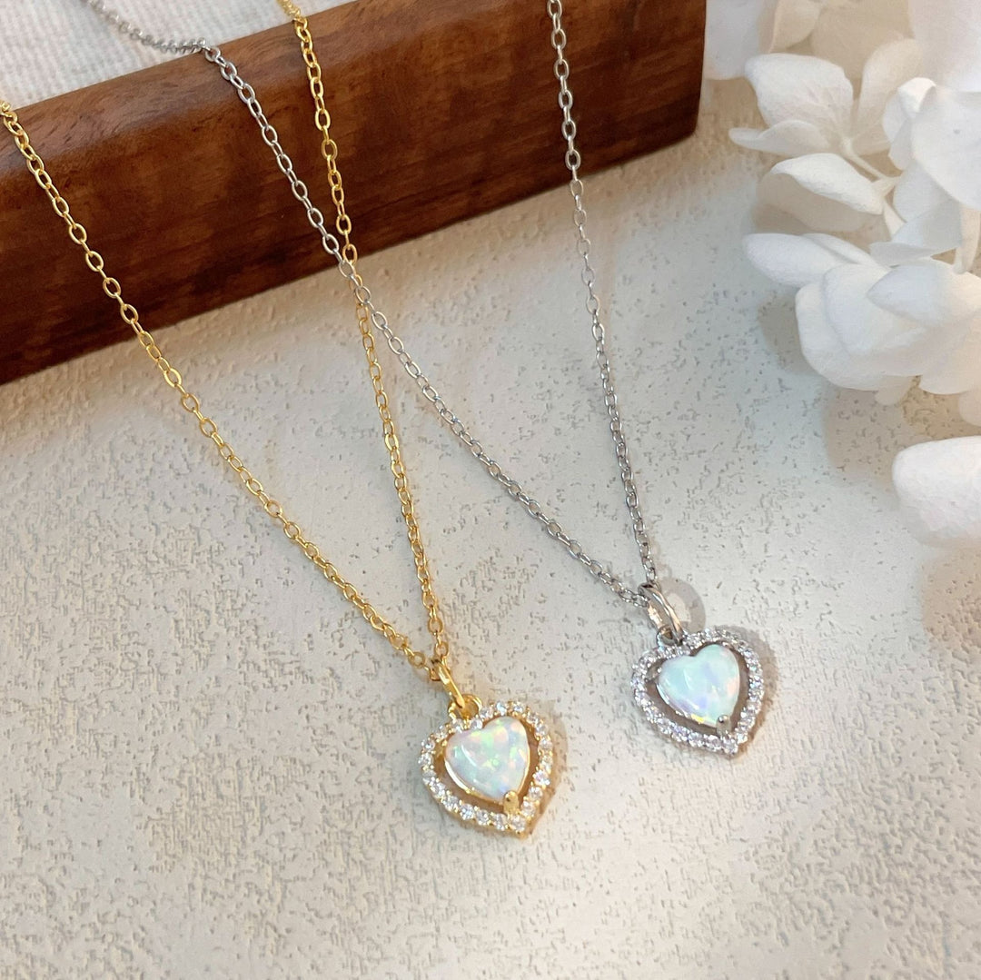 Aurora Heart Opal Pendant Necklace