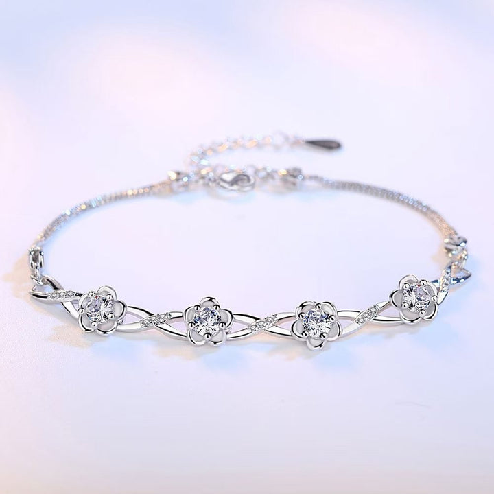 Blooming Four Flowers Zircon Bracelet