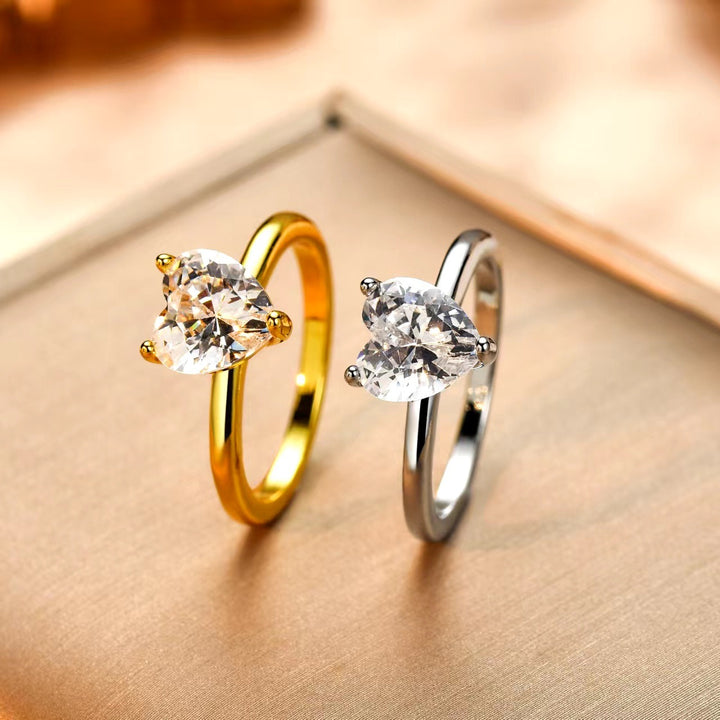 Dainty Heart CZ Solitaire Ring