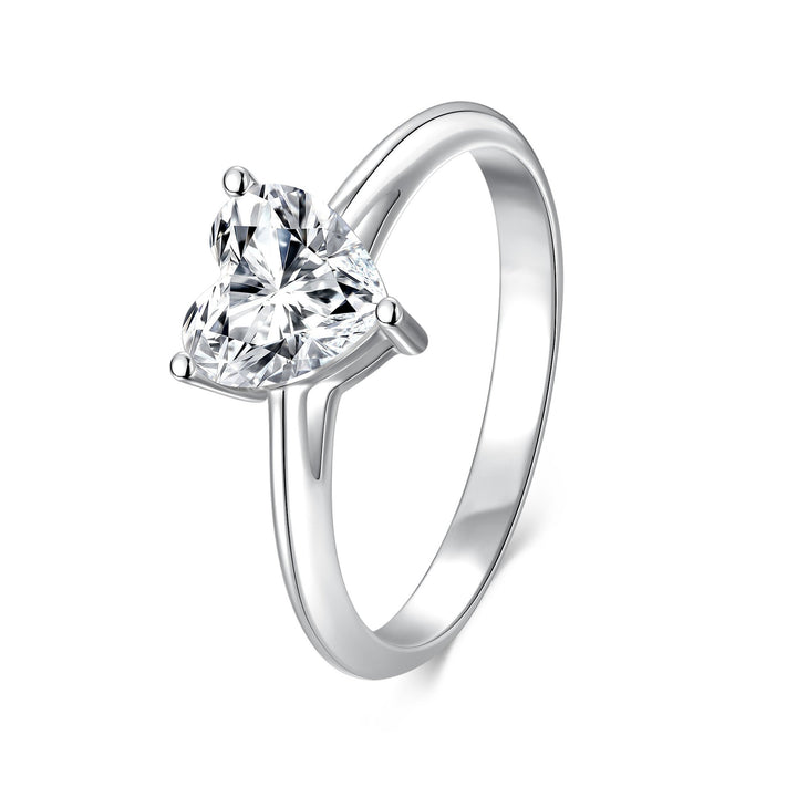 Dainty Heart CZ Solitaire Ring