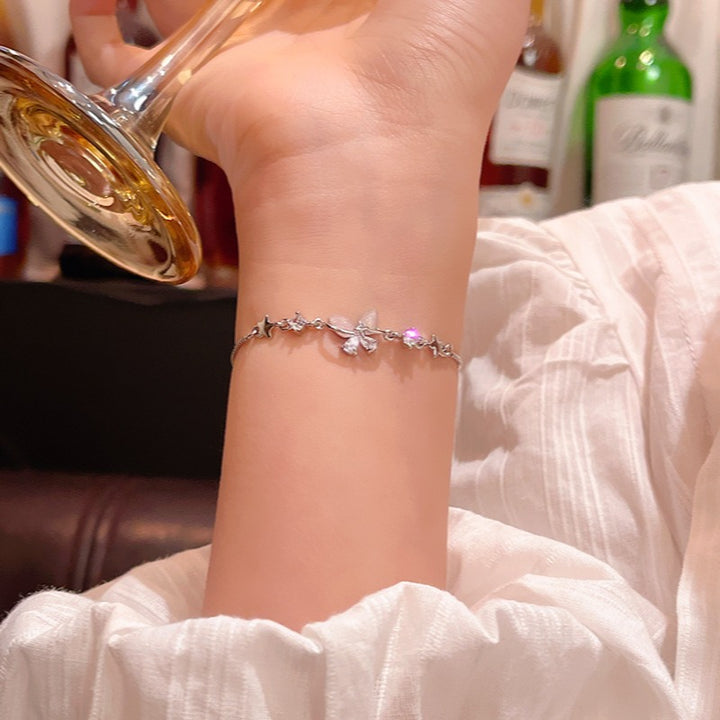 Dainty Butterfly Star 925 Sterling Silver Slider Bracelet