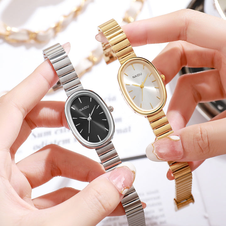 Vintage Oval Quiet Luxury Stretch Band Watch