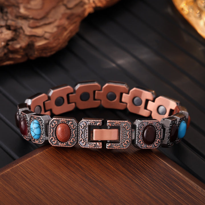 Vintage Copper Natural Stone Magnetic Therapy Bracelet