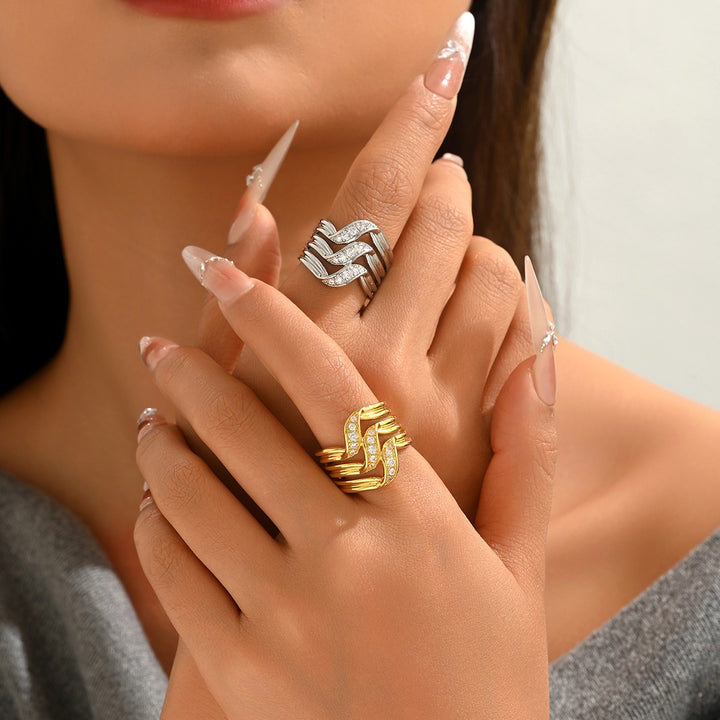Flowing Ribbon Multi-Band Ring