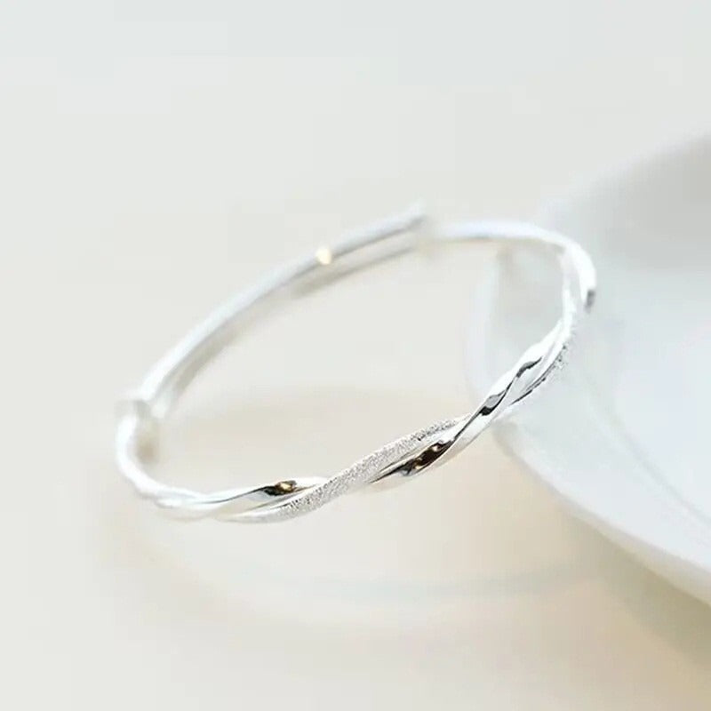 Infinite Eternity S925 Sterling Silver Frosted Mobius Strip Bracelet
