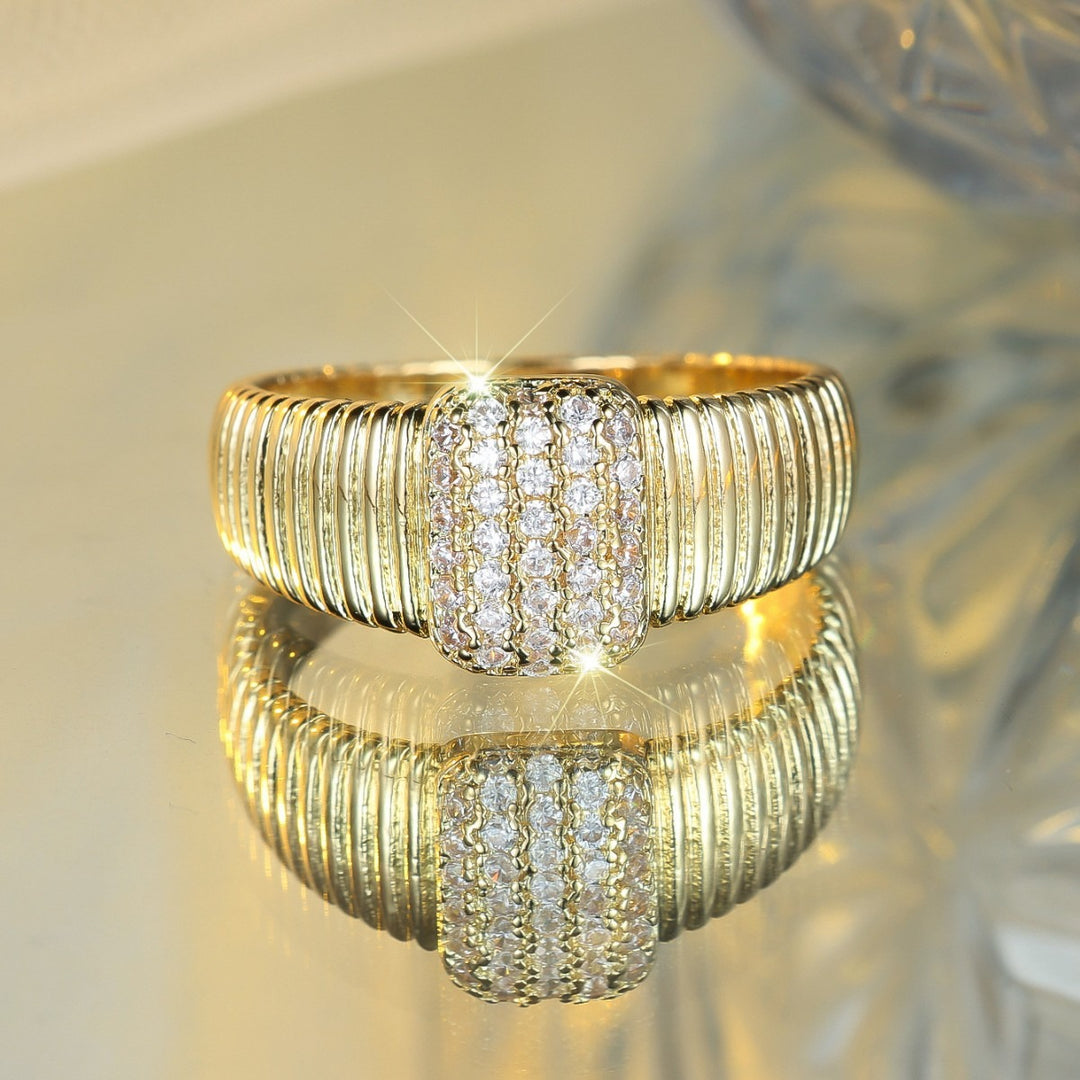 Vintage Fluted Pavé Square Signet Ring