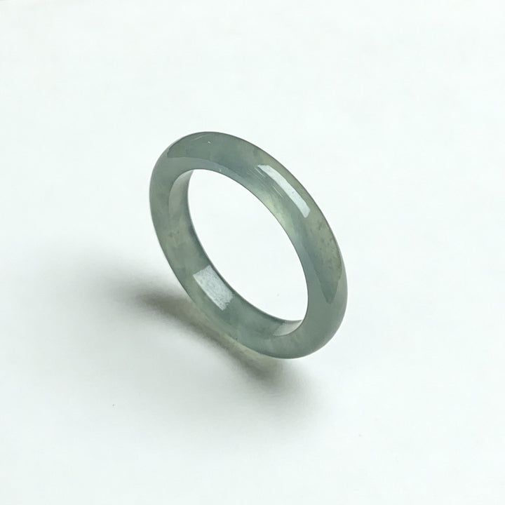 Natural Icy Blue Water Jade Plain Band Ring