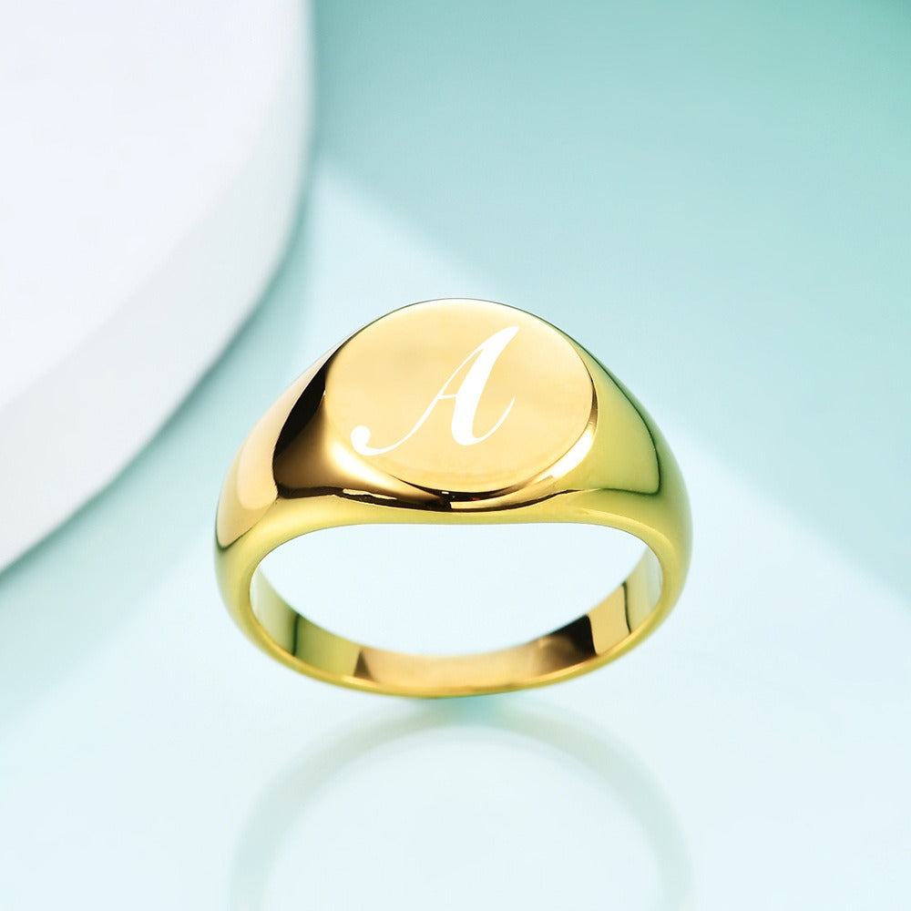 Personalized Script Initial Signet Ring