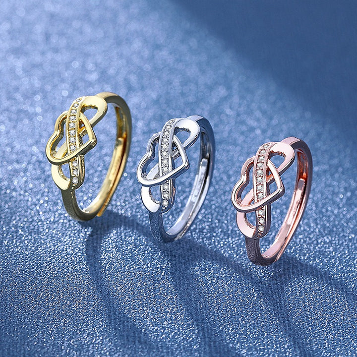 Infinity Heart Pave Adjustable Ring