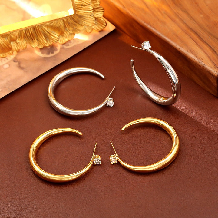 14K Gold Plated Moissanite Accent Teardrop Hoop Earrings