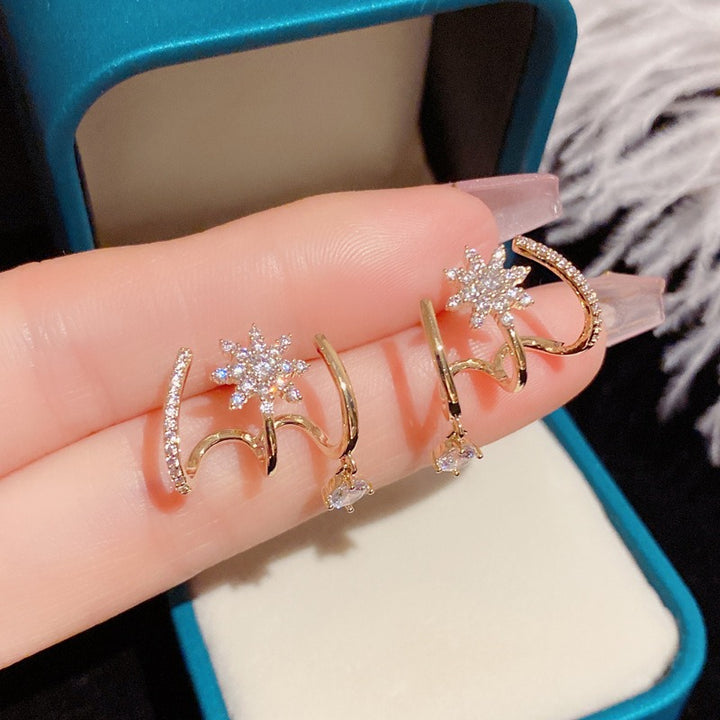 18K Gold Plated Starburst Moissanite Ear Climber Earrings