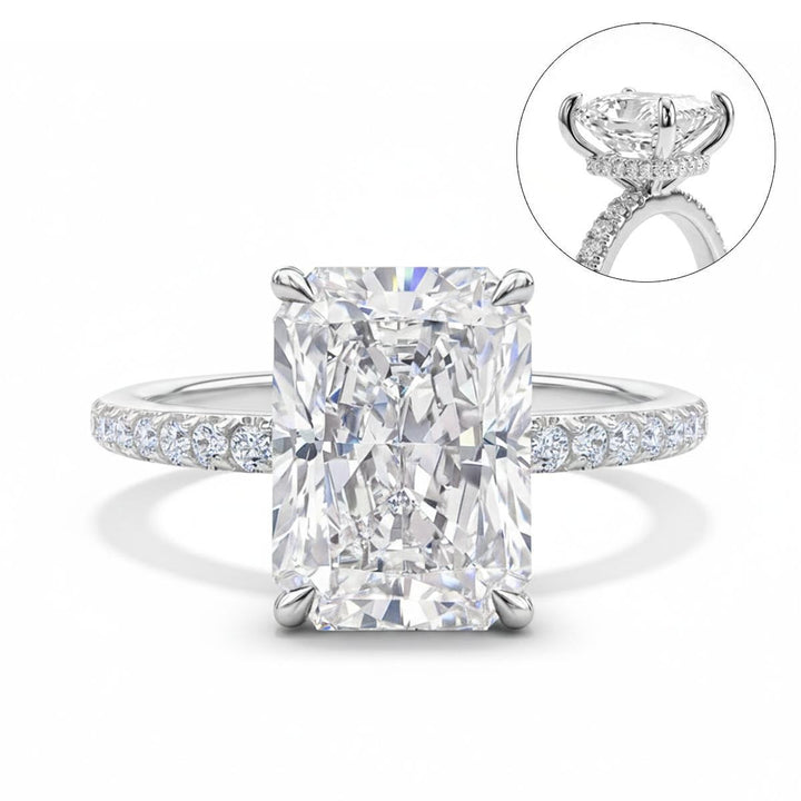 S925 Sterling Silver Radiant Cut Moissanite Four-Prong Ring