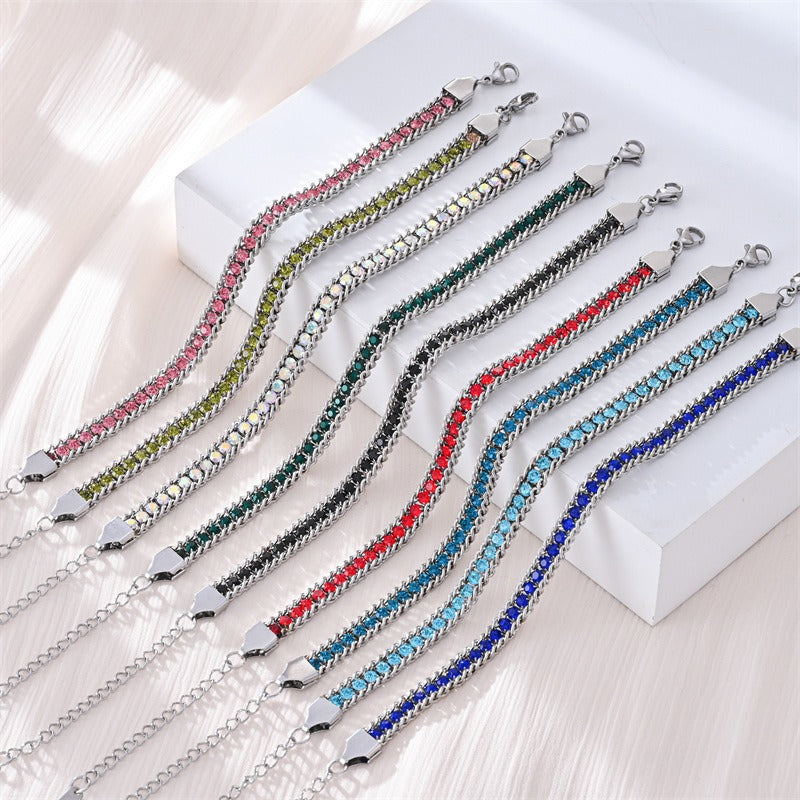 S925 Sterling Silver Two-Row Cuban Link CZ Tennis Bracelet