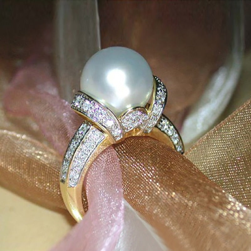18K Gold Wrapped Lustrous Pearl Ring