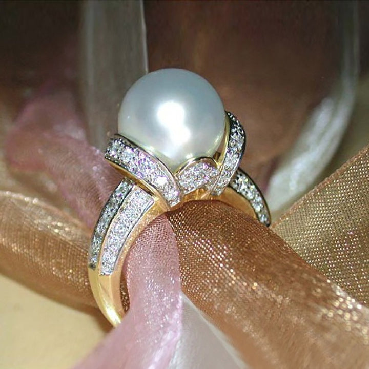 18K Gold Wrapped Lustrous Pearl Ring
