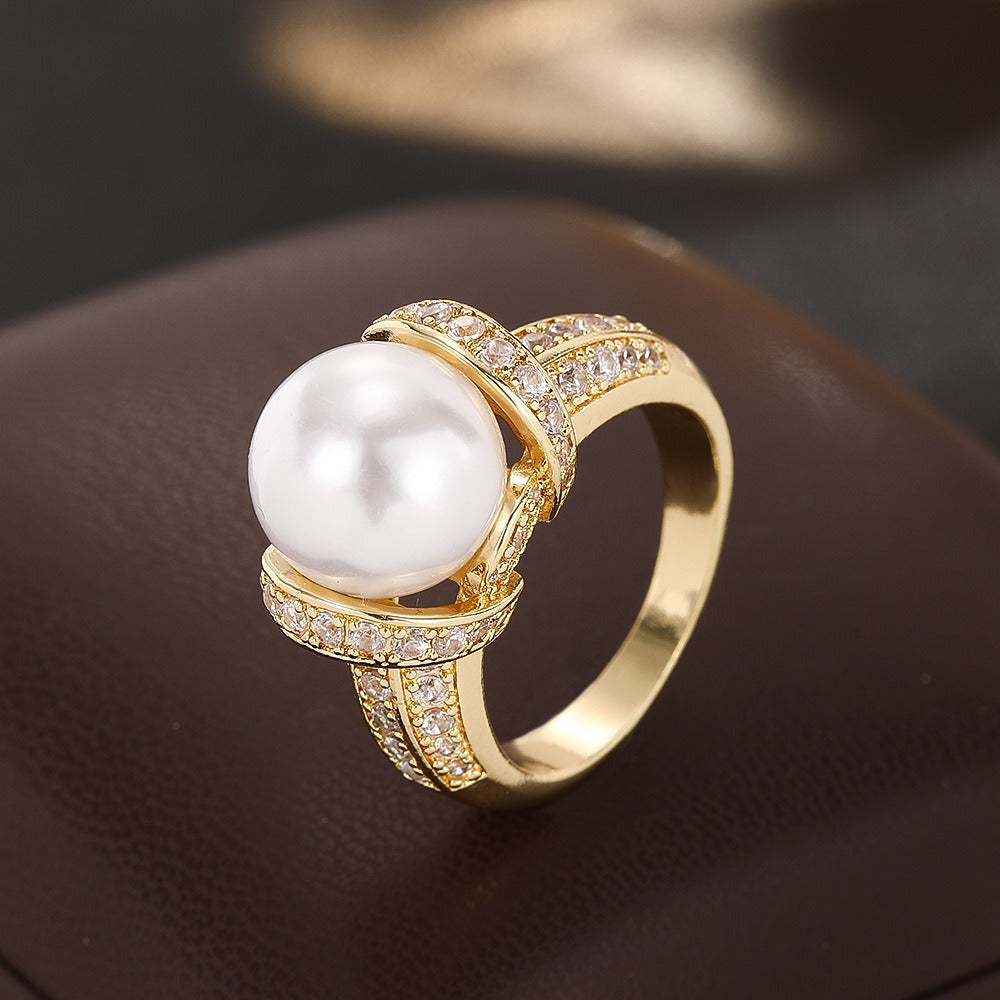 18K Gold Wrapped Lustrous Pearl Ring
