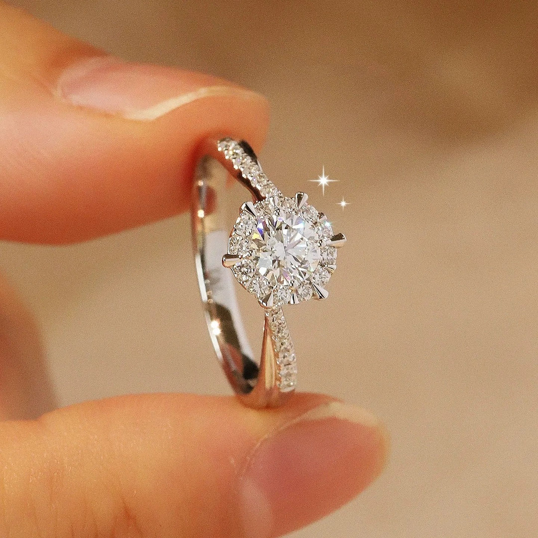 Twisted Band Solitaire Ring in Platinum Tone