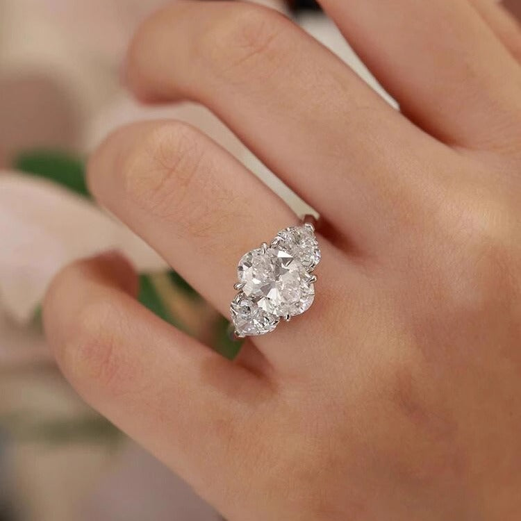 Classic Three-Stone S925 Sterling Silver Adjustable Ring