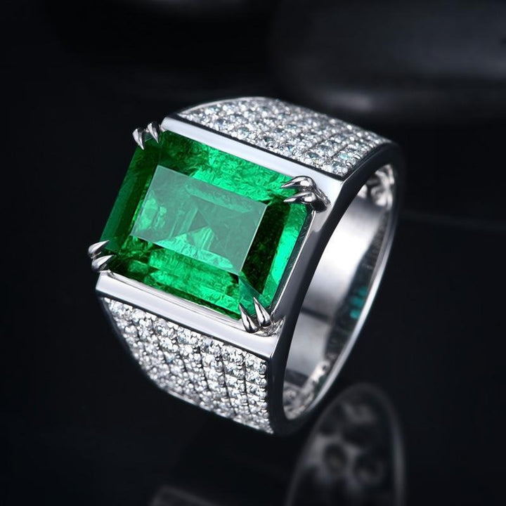 Emerald Radiance Wide-Band Statement Ring