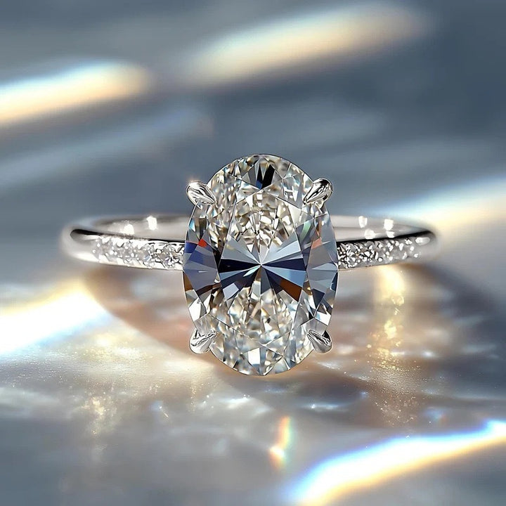 S925 Sterling Silver Oval-Cut Pavé Band Ring