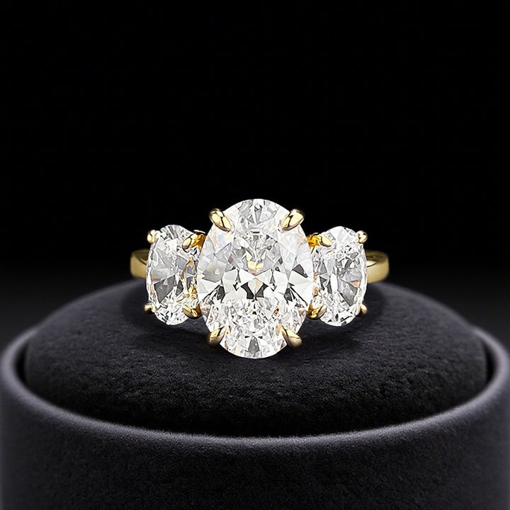 Timeless Trio S925 Sterling Silver & 18K Gold Plated Three-Stone Ring