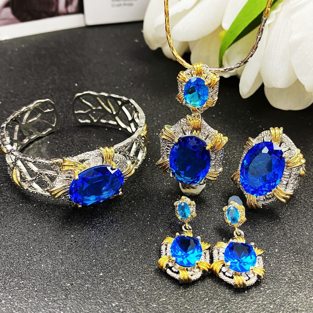 Two-Tone 18K Gold & S925 Silver Openwork Jewelry Set