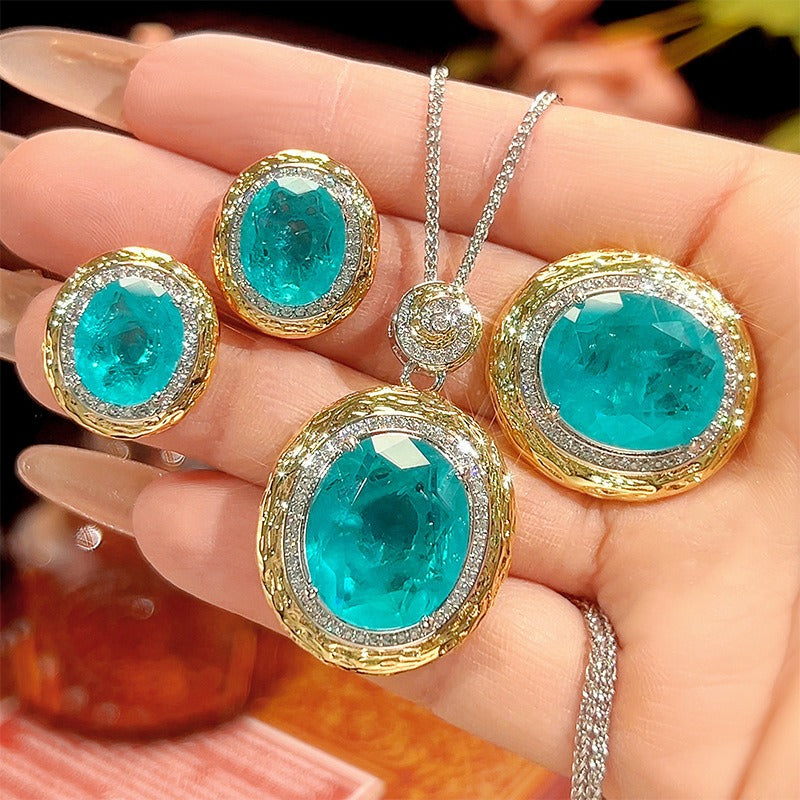 Golden Halo 18K Gold Two-Tone Micro-Pavé Gemstone 3-Piece Jewelry Set