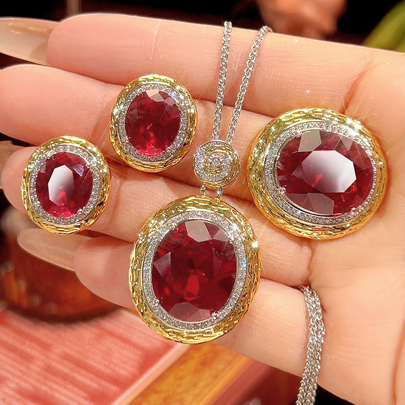 Golden Halo 18K Gold Two-Tone Micro-Pavé Gemstone 3-Piece Jewelry Set