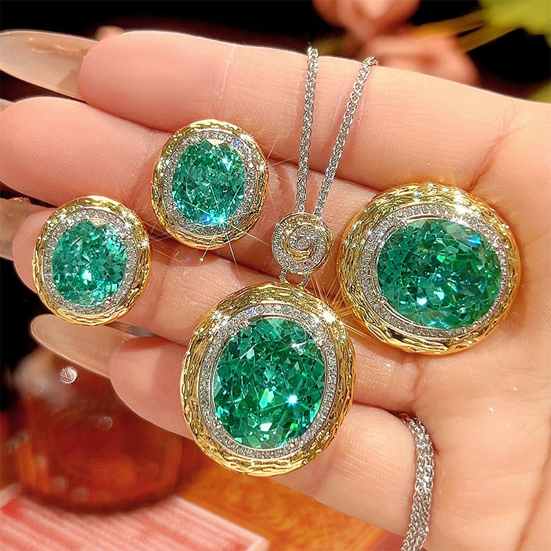 Golden Halo 18K Gold Two-Tone Micro-Pavé Gemstone 3-Piece Jewelry Set