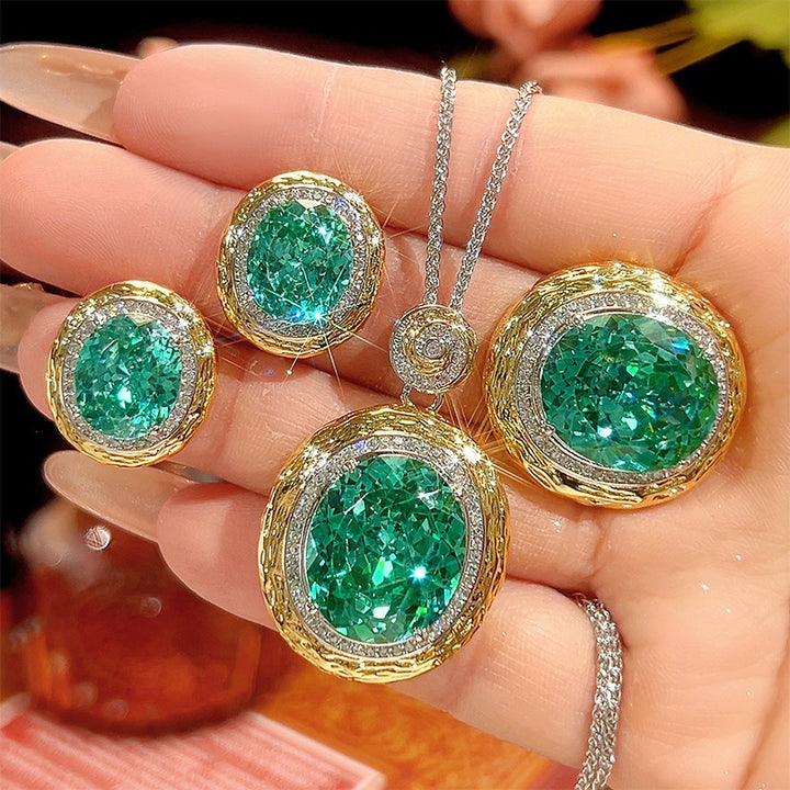 Golden Halo 18K Gold Two-Tone Micro-Pavé Gemstone 3-Piece Jewelry Set
