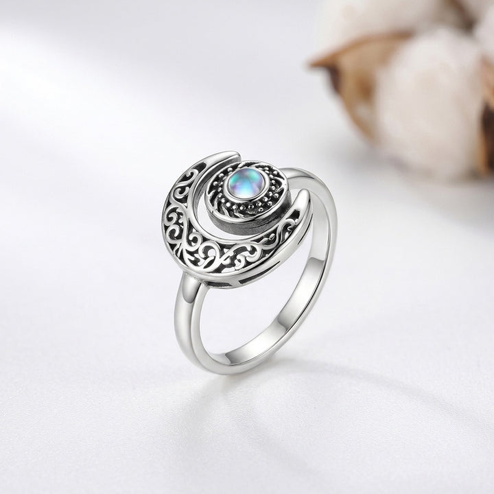 S925 Sterling Silver Vintage Filigree Moonstone Ring