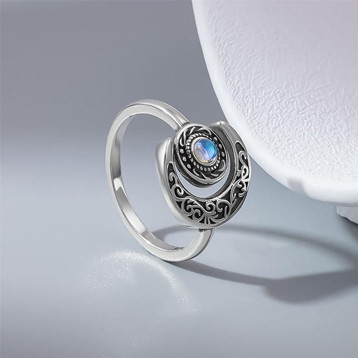 S925 Sterling Silver Vintage Filigree Moonstone Ring