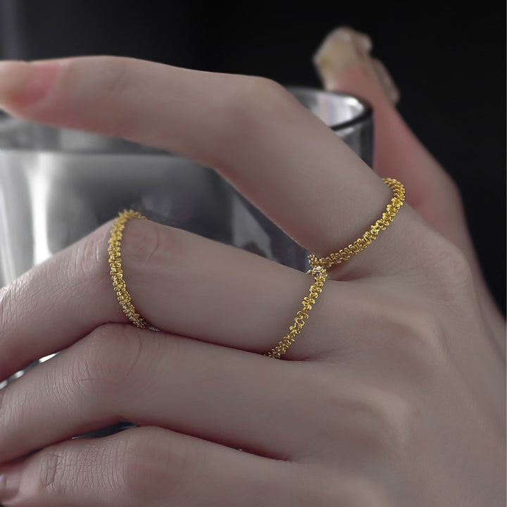 14K Gold S925 Silver Textured Soft Ring