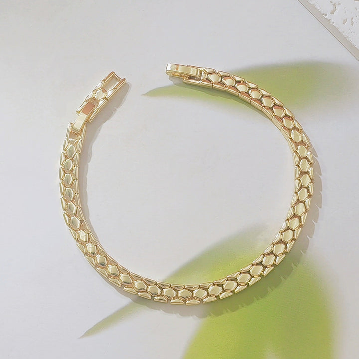Honeycomb Rhythm 14K Gold Plated Geometric Hexagon Insert Clasp Bracelet