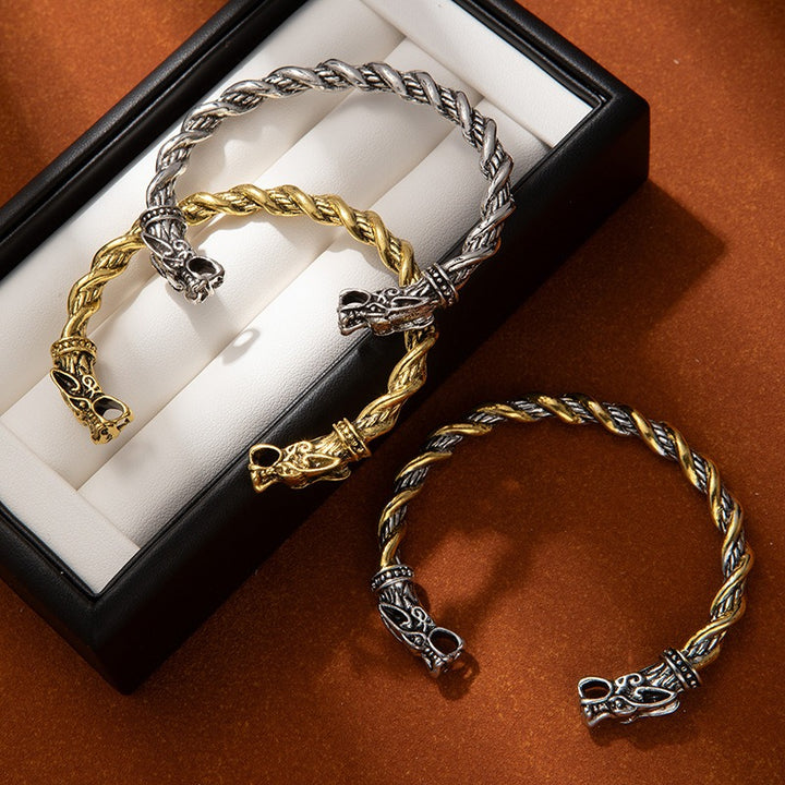 Dragon Guardian Celtic Dragon Head Vintage Braided Bangle