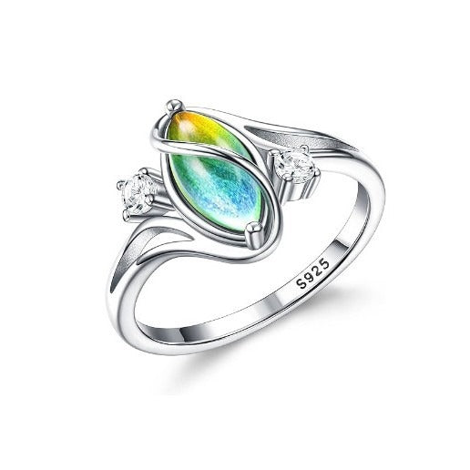 Mood Melody S925 Sterling Silver Temperature-Sensitive Marquise Ring