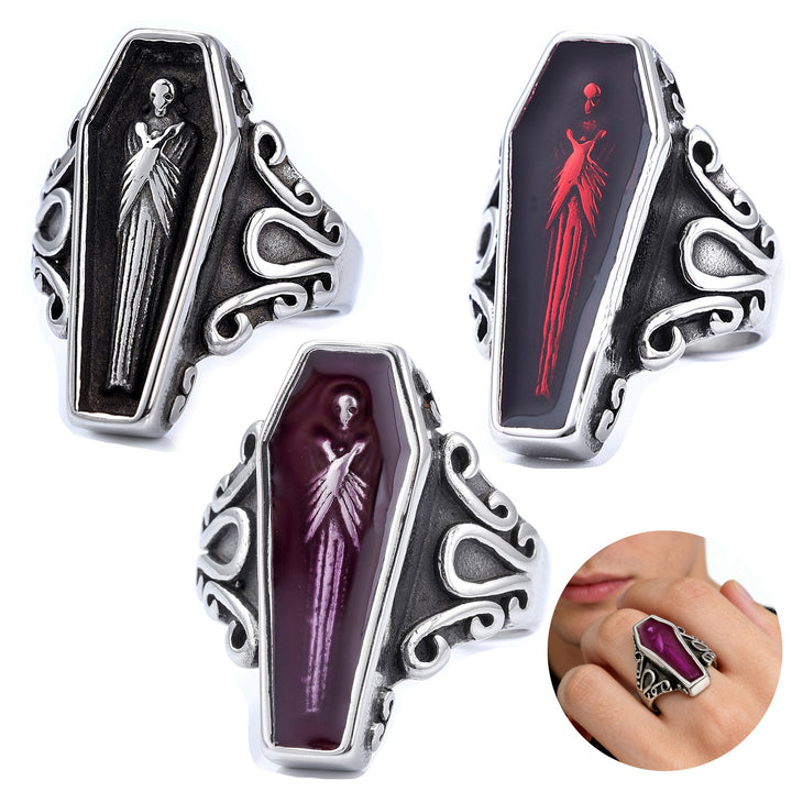 Midnight Coffin S925 Sterling Silver Vintage Gothic Coffin Ring