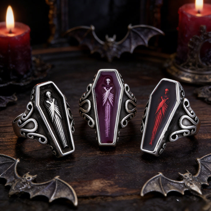 Midnight Coffin S925 Sterling Silver Vintage Gothic Coffin Ring